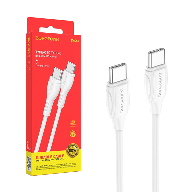 BoroFone Type C To Type C Data Cable White 1m